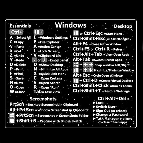 Guide de Référence Rapide Autocollants Raccourcis Clavier, Référence Raccourcis Clavier PVC Sticker, Adhésif pour PC Ordinateur Portable Ordinateur de Bureau (pour window)