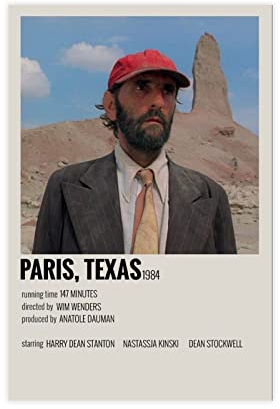 EDSC Klassisches Filmposter Paris, Texas, Vintage-Poster, Leinwand, Wandkunst, Dekoration, Bild, Gemälde für Wohnzimmer, Schlafzimmer, Dekoration, Rahmen: 30 x 45 cm