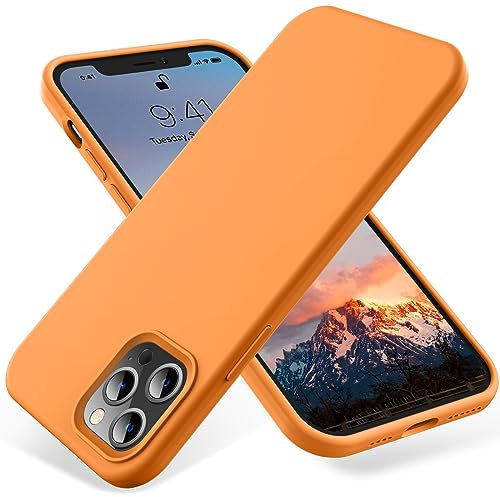 OTOFLY Compatible with iPhone 12 Pro Max Case 6.7 inch(2020),[Silky and Soft Touch Series] Premium Soft Liquid Silicone Rubber Full-Body Protective Bumper Case (Orange)