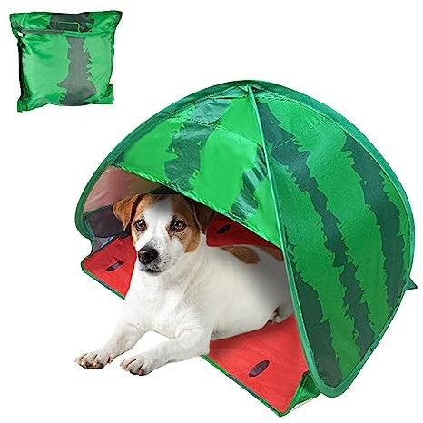 HACRAHO Hundestrandzelt Sonnenschutz, 1 Pack Wassermelone Tragbares automatisches Pop-up Sonnenschutzzelt Sofortiges Sonnendach für Welpen kleine Haustiere, L