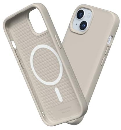 RhinoShield Case kompatibel mit [iPhone 15] | SolidSuit - MagSafe-kompatibel -Stoßdämpfende & schlanke Schutzhülle mit Premium Finish - 3.5 Meter Fallschutz - Sandbeige