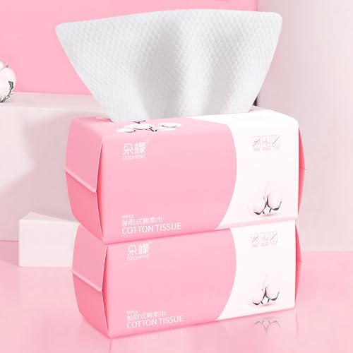 Gesichtsreinigungstücher, 100 Stück Trockentücher Aus Reiner Baumwolle, Geeignet Für Empfindliche Haut, Babytücher, Abschminktücher, Einweg-gesichtstücher(2 Packungen)