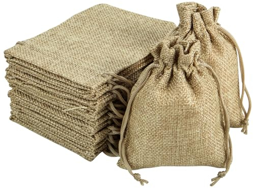 packra Jutesäckchen 30 Stück, Geschenktüten Jute Säcke Klein 9x12cm, Jute Beutel Stoffbeutel klein Leinen-Säckchen, Jutesäckchen für Schmuck Hochzeit Weihnachten Party