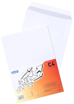 Bantex Briefumschläge DIN C4 (32,4 x 22,9 cm) / Umschläge mit Abziehstreifen, 50 Stück in Folienpackung (Weiß)