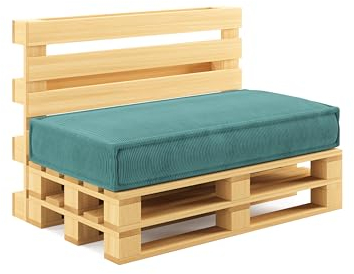 chilly pilley® Palettenkissen Palettenauflagen aus Cord für EU-Paletten - Abnehmbarer Bezug - Sitzkissen - Rückenlehnenkissen viele Farben (Sitzkissen 120x60, Türkis)
