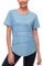 Terecey T Shirts Damen Lang Atmungsaktiv Sport Shirts für Damen Fitness Shirt Mädchen Gym Rundhalsausschnitt Laufshirt Kurzarm für Lässig Laufen Yoga Blau XL