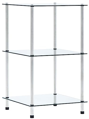 prissent Étagère à 3 niveaux transparente, 40 x 40 x 67 cm, en verre trempé, vitrine, exposition, bibliothèques d'angle avec étagères, étagères industrielles, étagères en bois