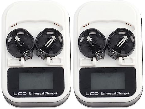 Chargeur de Batterie Rechargeable AC100-240V, Piles Bouton, écran LCD pour ML2032 (Prise UE 100‑240 V)