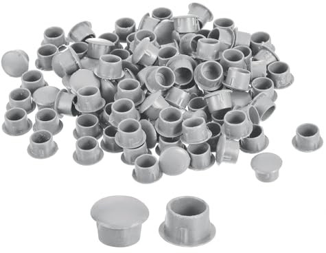 QUARKZMAN 100Pz Tappi per Fori a Vite, 10mm(3/8) di Diametro, Tappi in Plastica a Pressione per Ripiani, Tipo a Filo, per Mobili, Armadi, Credenze, Grigio Chiaro