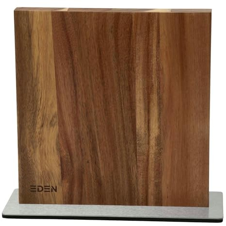Eden Magnetic Knife Block EQB101 magnetischer Messerblock, Akazienholz mit Metallbasis, 23 x 25 cm
