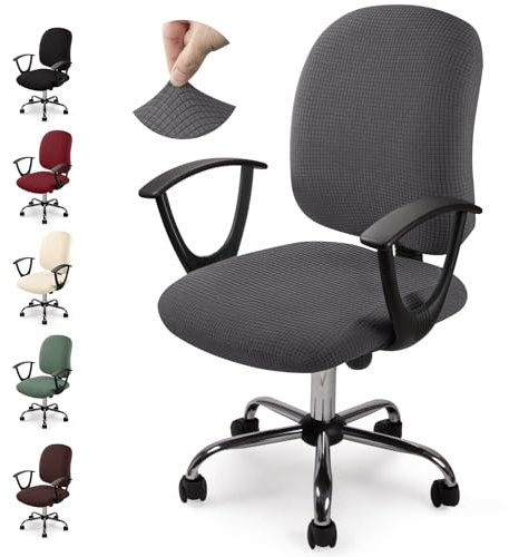 Bezug für Bürostuhl Bürostuhl-Bezug Waschbarer elastischer Sitzbezug Jacquard Computer-Bürostuhl Bezug Universal Stuhl Bezüge Drehstuhl Bezüge für Bürostuhl Armlehnen Stuhl-No Stuhl(Dunkelgrau,1)-Y