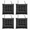 DKIEI 4er Set Stuhlkissen mit Bändern, Bequemes Sitzkissen 40x40 cm Stuhlauflage für Bürostuhl, Gartenstuhl, Balkonstuhl, Sitzpolster Indoor & Outdoor für Esszimmer, Wohnzimmer, Studierzimmer Schwarz