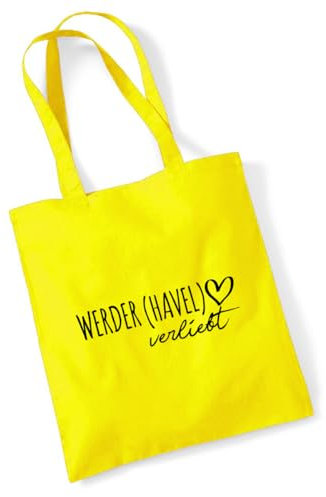 Huuraa Stofftasche Werder Havel verliebt Geschenk 10 Liter Yellow Baumwolle Werder Havel Souvenir