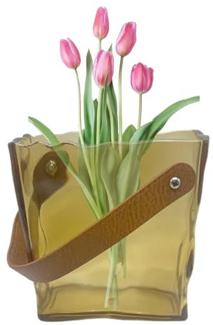 Taschen Vase | Geldbeutel Vase - Blumen Handtasche | Plissee Handtasche Blumenvase Mit Griff - 6,1x5,59 Zoll Ästhetische Plissierte Handtaschen Blumenvase Coole Und Süße Vase