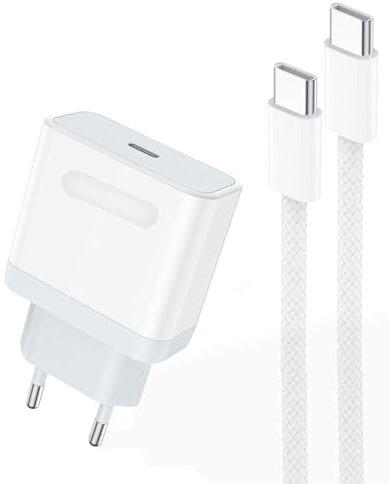 Cargador iPhone 15【MFi Certificado】20W Cargador USB C Enchufe Rapido con 2M USB C Cable,USBC Rápida Cabezal Carga Pared Adaptador Compatible con iPhone 15/15 Pro/15 Pro Max/Samsung Galaxy S24/S23/iPad