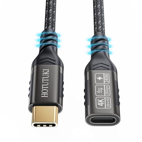 HOTUTUKI USB c verlängerung kurz 25cm Typ C Stecker auf Buchse 0.25M Kabel USB3.2 Gen2 Verlängerungskabel (20Gbit/s),240W Lade,USB c verlängerung 4k Kompatibel mit MacBook,Adapter,hub,Docking Station
