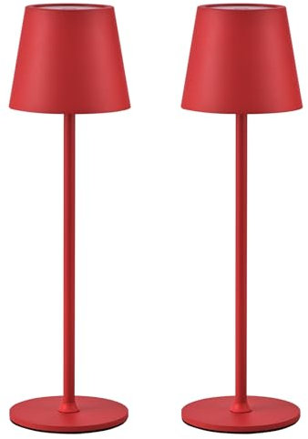 Zoeger Lot de 2 lampes de table LED à intensité variable, sans fil, rechargeables, couleur de lumière chaude 3 000 K, pour l'intérieur et l'extérieur, avec USB-C, aluminium, étanchéité IP54, noires