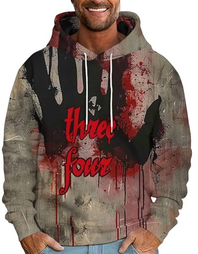 Herren Sweatshirt Halloween Bedruckt Mit Kapuze, Hoodie Mode Lässiger, Sale Kapuzenpullover Lockeres, Sweatshirt Weich Und Bequem, Bedrucktes Langarm Oberteil, Langarmshirt Top Stilvoller Lose