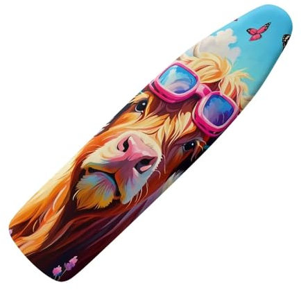 TOADDMOS Highland Cow Butterfly Ironing Board Cover with Thick Felt Resists Scorching and Staining Adjustable Size Iron Board Cover