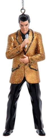 Elvis Presley Weihnachtsbaumschmuck, offizielles Lizenzprodukt, Goldjacke, Sänger, Weihnachtsbaumschmuck, 11,4 cm
