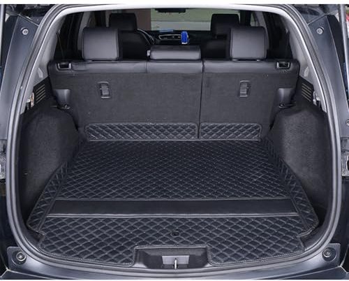 Kofferraumwanne für 2025 2024 2023 CR-V Hybrid - hinter 2. Reihe Kofferraummatte Leder Allwetter Cargo Ersatz Schwarz mit schwarzer Naht