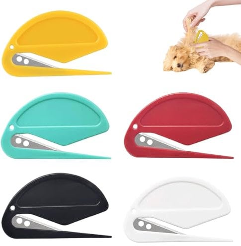 5 Stücke Entfilzungsmesser Katze,Pet Knotting Comb,Entfilzer Mit Stahlklinge,Entfilzer Katze Langhaar, Knoten Entferner Katze, Knotenkamm Für Katzen, Für Entfernt Verfilzungen Und Haarausfall