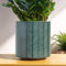 AmiCera Moderne Slash Line Blumentopfe, Vintage Geometric Übertöpfe für Zimmerpflanzen, Einzigartige Pflanztopf mit Drainage, Eklektische Kleine Pflanztopf Funky Gartenarbeit Geschenke, Grün