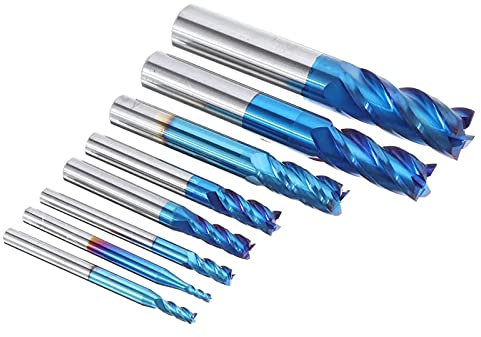 Straight Router Bits 8Pcs Blue Naco 2-12mm 4 Flutes Carbide End Mill Set HRC50 Tungsten Steel Milling Cutter Tool Straight Bit