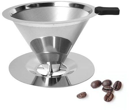 Kaffeefilter, Edelstahl, wiederverwendbar, kleiner 4-Loch-Schlauch mit Bodenwanne, Filterkaffee, einfach zu reinigen, kein Bedarf für Kaffeefilterpapier, gegossen auf Dauerfilter, manueller Filter