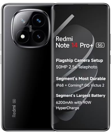 Xiaomi Redmi Note 14 Pro+ Plus 5G + 4G LTE (256 GB + 8 GB), NFC, Released, for All Operators with Nom, Global Model, 6.67 inch, 120 Hz, 200 MP, Pro AI, Triple Cam (24115RA8EG)