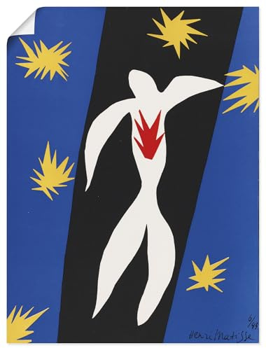 ARTLAND Wanddeko Poster & Kunstdrucke Wandposter Abstrakte Kunst Griechische Mythologie Der Sturz des Ikarus Jazz Klassische Moderne Henri Matisse U5LT