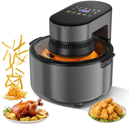 Heißluftfritteuse Backofen 4L, 1200W Heissluftfritteuse mit Ölfiltergestell, Separater Liner, 8 Programme,24H-Reservierung, 200 MTimer,270° Sichtfenster, Air Fryer (Touch-Screen)