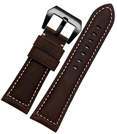 EAMOM 20mm 22 mm 24 mm 26 mm echter Leder Retro Man Uhrenband für Panerai PAM111 441 Kaufmanns -Wachband -Handgelenksgurt(Dark brown black,24mm)