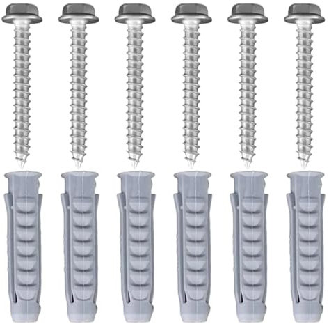 12 Pcs Masonry Screws and Screws Anchors Heavy Duty Masonry Screw for Brick Wall M6 TV Bracket Screw Wall Fixings for Wall Mounts Cabinet Installation TV Bracket