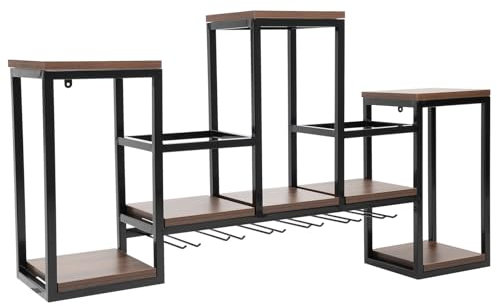CHIMHOON Étagère murale en bois pour cuisine, restaurant, bar, 106 cm, style vintage, avec 3 distributeurs de boissons, porte-bouteilles à 6 rangées