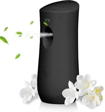 Yallmie Automatic Air Freshener Spray Dispenser, Free Standing or Wall Mounted Automatic Spray Holder Motion Sensor Air Freshener, Adjustable Timer Dispenser for Office Home (Black)