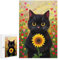 Jigsaw Puzzle for Mental Health – 1000 Piece Wooden Puzzle for Adults – Black Cat With Sunflower Design – Relaxing Brain Activity & Decorative 1000 pcs Puzzle Gift