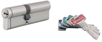 Cylindre de Serrure Double Entrée, 40x50 mm, Nickel, Anti-Arrachement, Anti-Perçage, Anti-Crochetage, Haute Sécurité, 5 Clés Plates Réversibles, Fonction Débrayable, Fabriqué en France, THIRARD