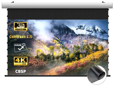 WUPRO CBSP Écran Rabattable motorisé Intelligent de Luxe, 4K/8K, boîtier en Aluminium Blanc, écran CLR encastré Compatible avec projecteur Lumen jusqu'à 1800 ANSI UST (72)