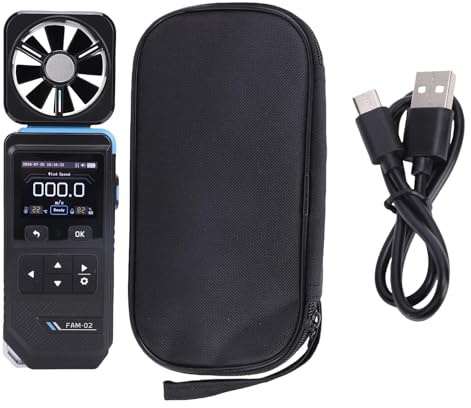 Eujgoov Tragbares Anemometer, Digitaler Windgeschwindigkeitsmesserhandheld mit Farbbildschirm, USB -wiederaufladbar für Innenräume, Verwendung Im Freien, Warnungsfunktion,