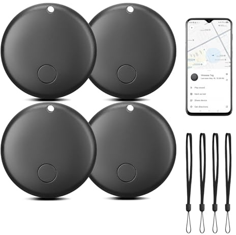 Tracker Android Smart Tag, Funktioniert mit Google Finden Hub APP (NUR Android), IP65 Wasserdichter Bluetooth KeyFinder Tracker für Gepäck, Geldbörsen, Schlüssel, Fahrzeuge, 4er Pack