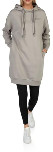 DENIMFY Hoodie Damen lang Oversized DFAnna Kapuzenpullover Pullover | Sweatkleid Kapuzenkleid Streetwear Print Beige Schwarz Grün S M L XL XXL 3XL