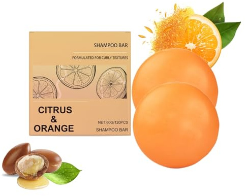 Orange Solid Hair Seife - Feste Haarseife zur Sanften Reinigung von Kopfhaut & Haaren, Pflegende Formel für Glänzendes & Geschmeidiges Haar, Für Frauen & Männer (2PC, 120g)