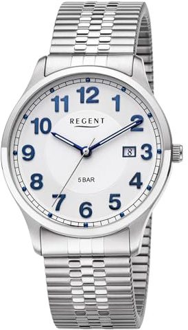 REGENT Herren-Armbanduhr mit Zugband Gut Ablesbar F-1573