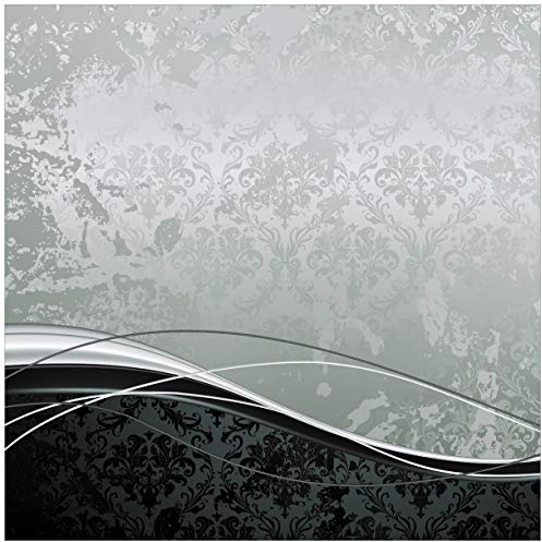 Wallario Magnetfolie für Kühlschrank/Geschirrspüler, magnetisch haftend - 60 x 60 cm, Motiv: Grau-Schwarze Schnörkelei mit Wellen