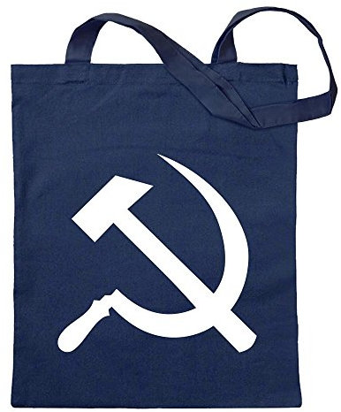 Kiwistar - Baumwolltasche - dunkelblau - Hammer und Sichel - Tragetasche Stoffbeutel Umhängetasche Langer Henkel