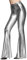 FYMNSI Damen Metallic Glänz Schlaghose Weite Bein Palazzo Hosen Hoher Bund Boot Cut Glitzer Lange Hose Schlanke Leggins Einfarbig Wet Look Stretch Leggings Tanzhosen Party Disco Clubwear Silber S