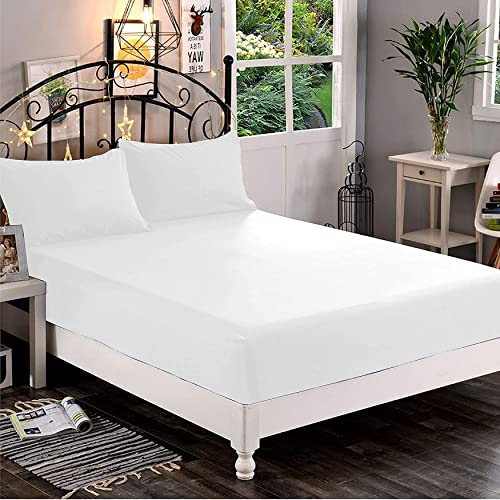 Elegant Comfort 1500 Premium-Hotelqualität, 1-teiliges Spannbetttuch, weichste Qualität, Mikrofaser, Tiefe Tasche bis zu 40,6 cm, Knitter- und lichtbeständig, Kingsize, Weiß