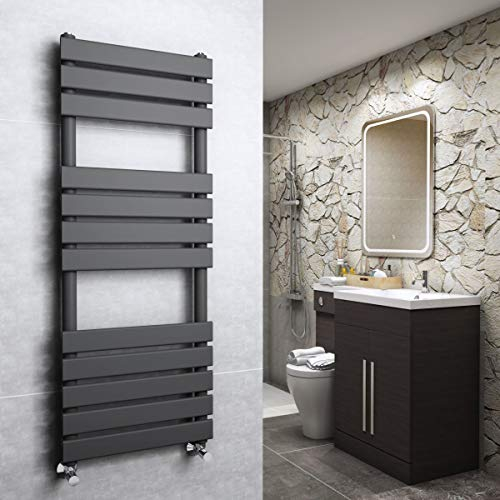 WarmeHaus Handtuchtrockner, Warmwasser, Design Juva, 519 W, 1200 x 450 mm, Grau