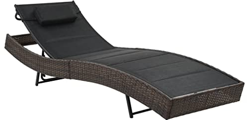 vidaXL Sonnenliege Poly Rattan Braun Schwarz Gartenliege Liegestuhl Relaxliege